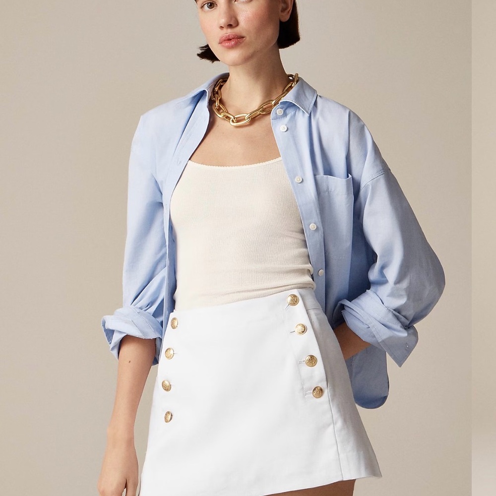 J. Crew White Sailor skort in stretch linen blend
